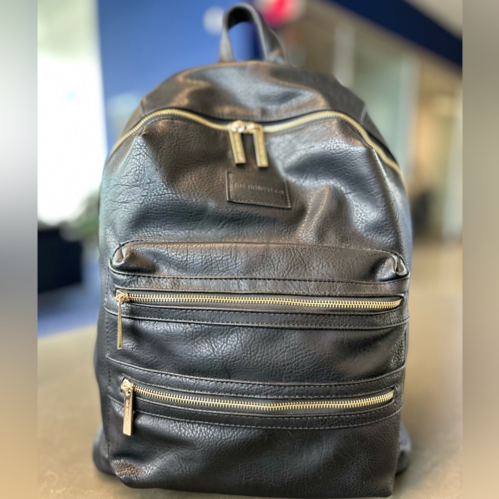 The Honest Company Black Backpack with Gold Zippers